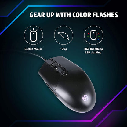 HP M260 RGB Backlighting USB Wired Gaming Mouse, Customizable 6400 DPI, Ergonomic Design, Non-Slip Roller, Lightweighted (Black)