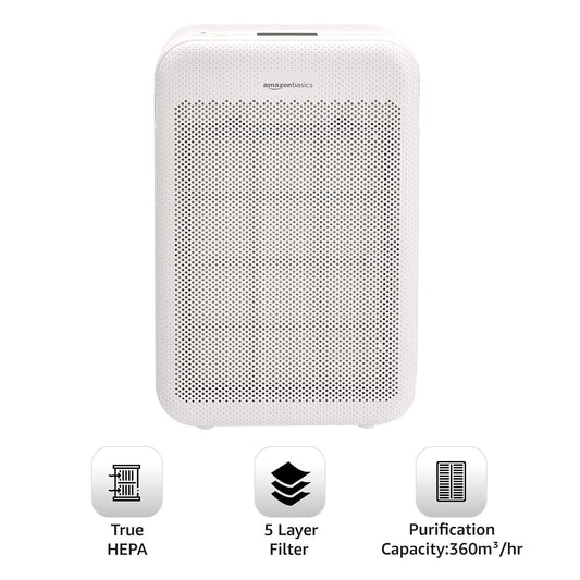 Amazon Basics Air Purifier with 5-layer Filtration and Air Quality Indicator (Activated_Carbon, White)