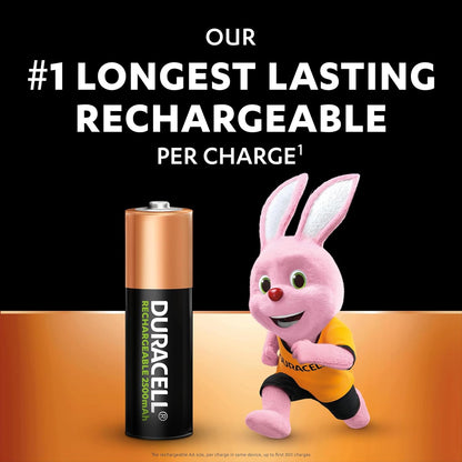 Duracell Rechargeable AA 2500mAh Batteries, 4 Pcs