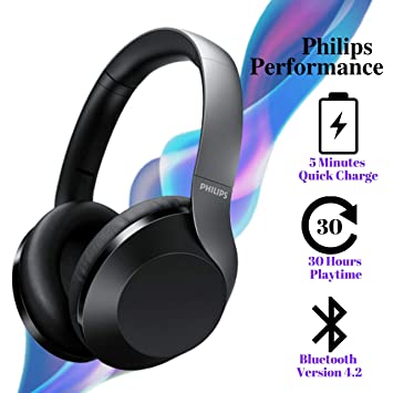 Philips Audio Performance TAPH802 Over-Ear Wireless Bluetooth Headphone (Black)