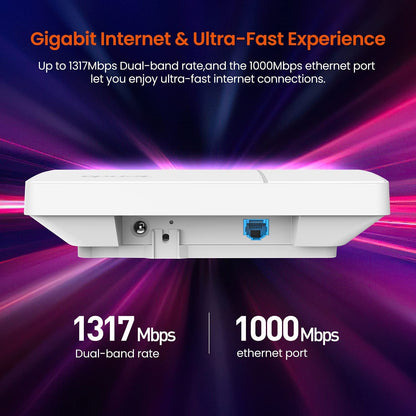 Tenda i24 1200Mbps Dual Band Ceiling Mount Access Point, Wave 2 Gigabit WiFi Range Extender (White)
