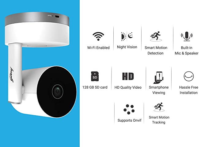 Godrej Security Solutions Eve Nx PT - Smart Home Security Camera | 360Â° 2MP 1080p (Full HD) | Two Way Talk | Night Vision | Smart Motion Tracking | Up