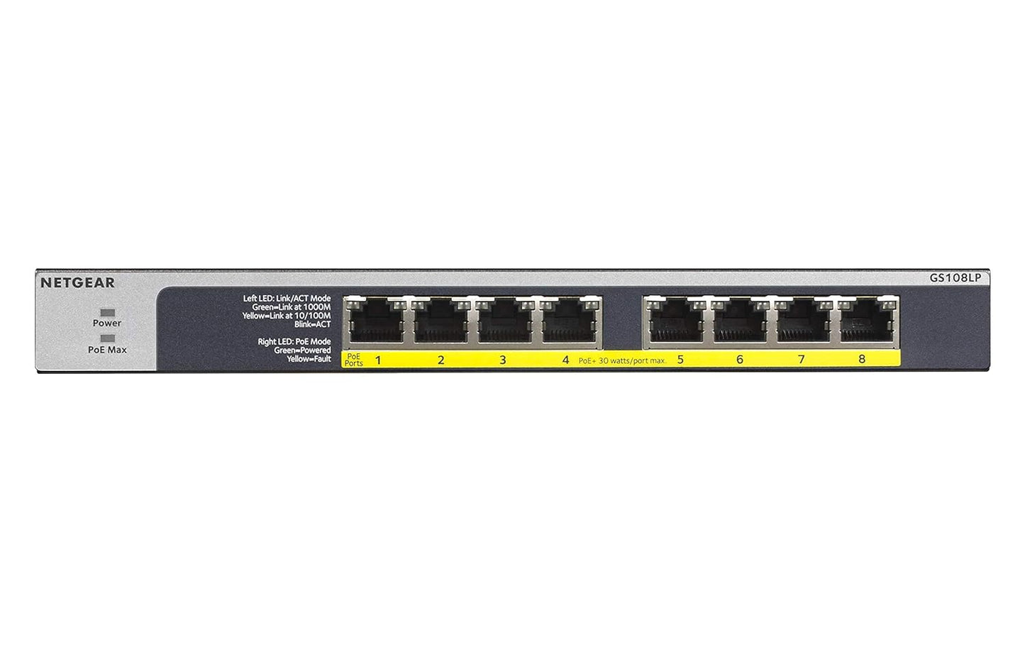 NETGEAR 8-Port Gigabit Ethernet (GS108LP) Network Switch,Grey