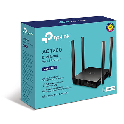 TP-Link Archer C54 AC1200 Dual Band Wi-Fi Router 1200 Mbps Speed 4 Antennas Guest | Network 2.4 GHz (Black)