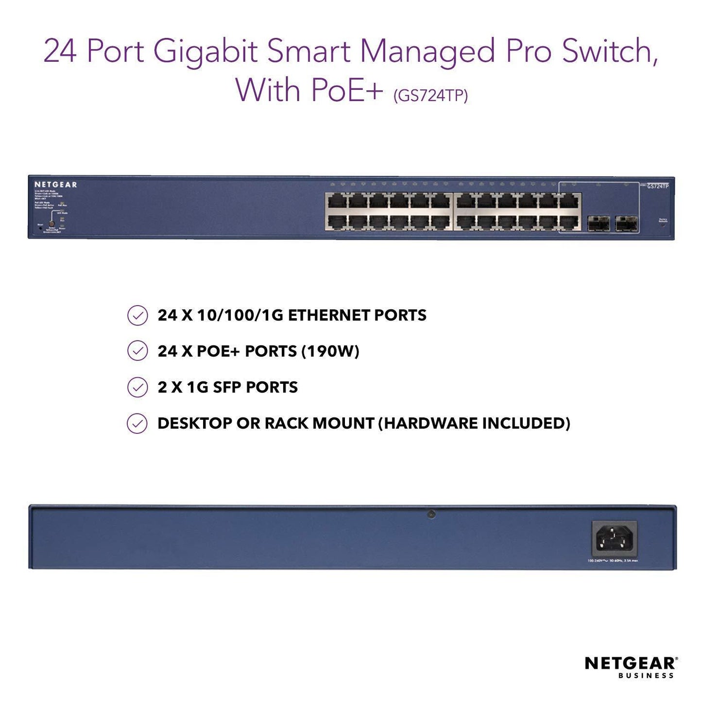 Netgear GS724TP ProSafe 24 Port Gigabit Smart POE Switch