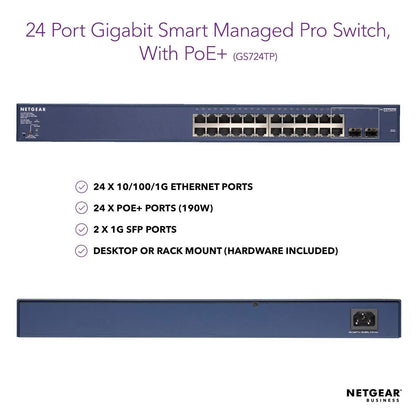 Netgear GS724TP ProSafe 24 Port Gigabit Smart POE Switch