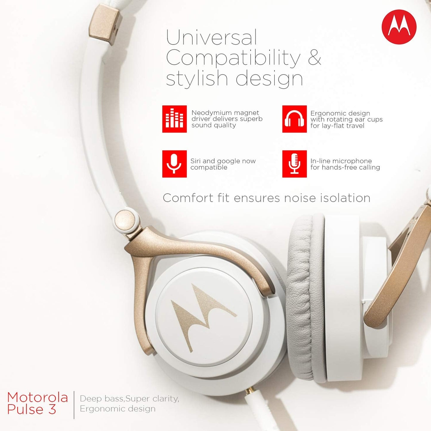 Motorola Pulse 3 Headphone (White)