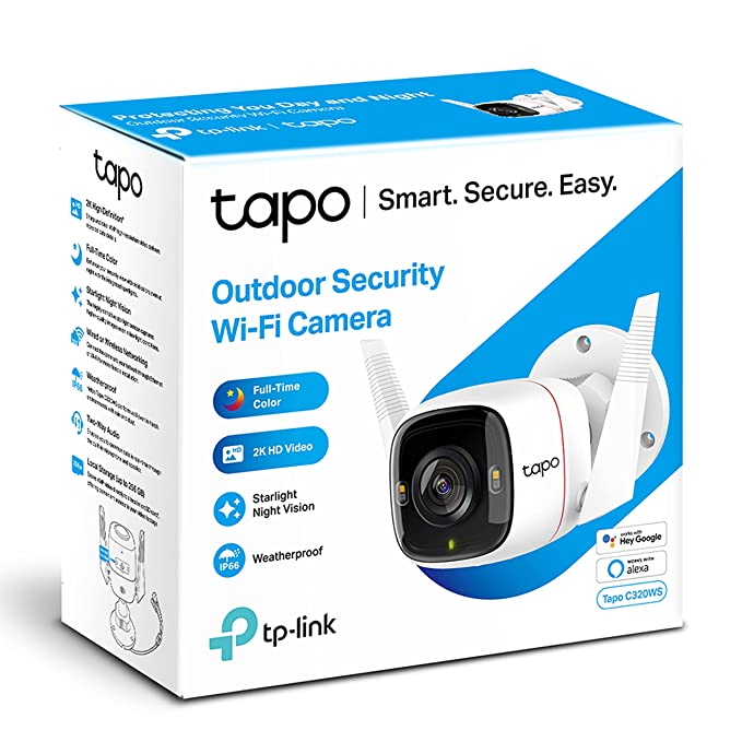 TP-Link Tapo C320WS Outdoor Security Wi-Fi Smart Camera 4MP 2K QHD High Definition Night Vision