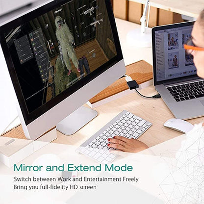 USB 3.0 to VGA Adapter External USB 3.0 Video Display Cable for PC Laptop Windows (Black/Blue)