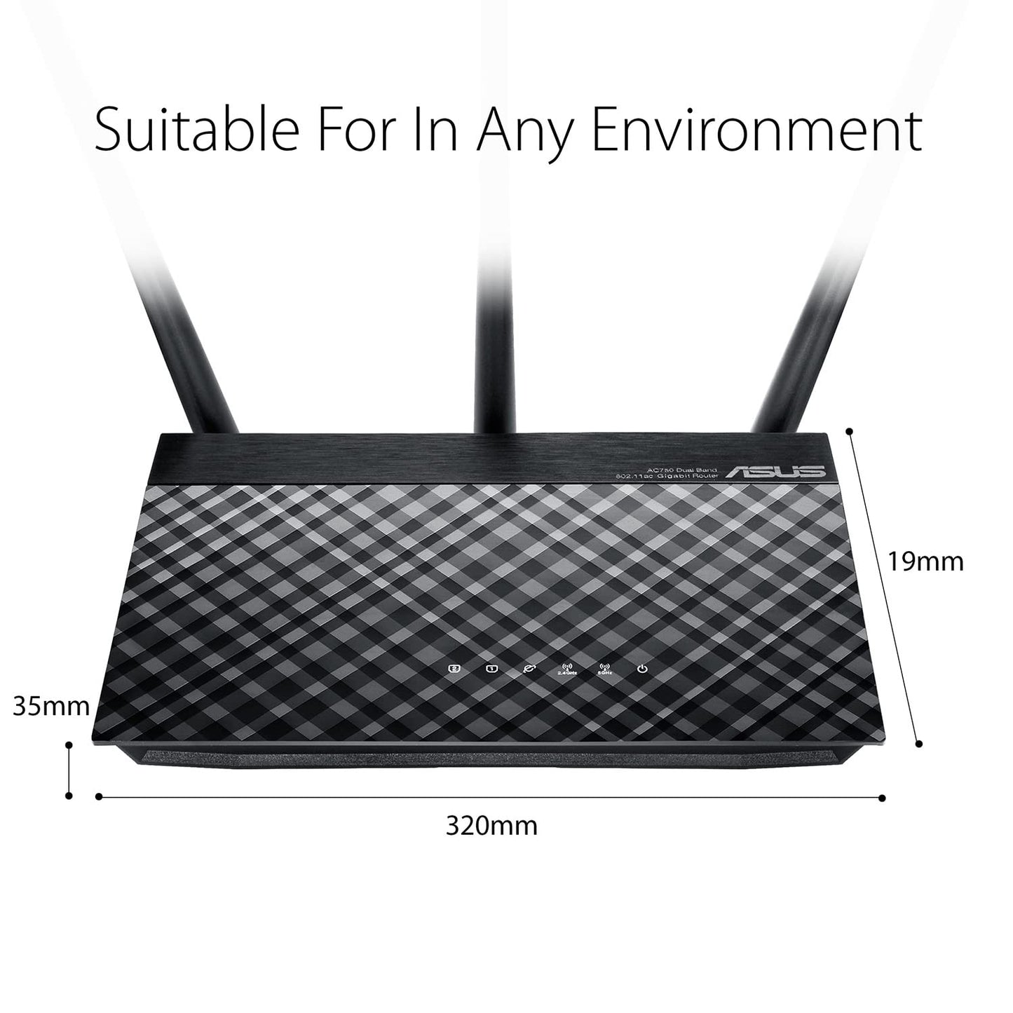 ASUS RT-AC53 AC750 Dual Band WiFi Router with high Power Design (Black)