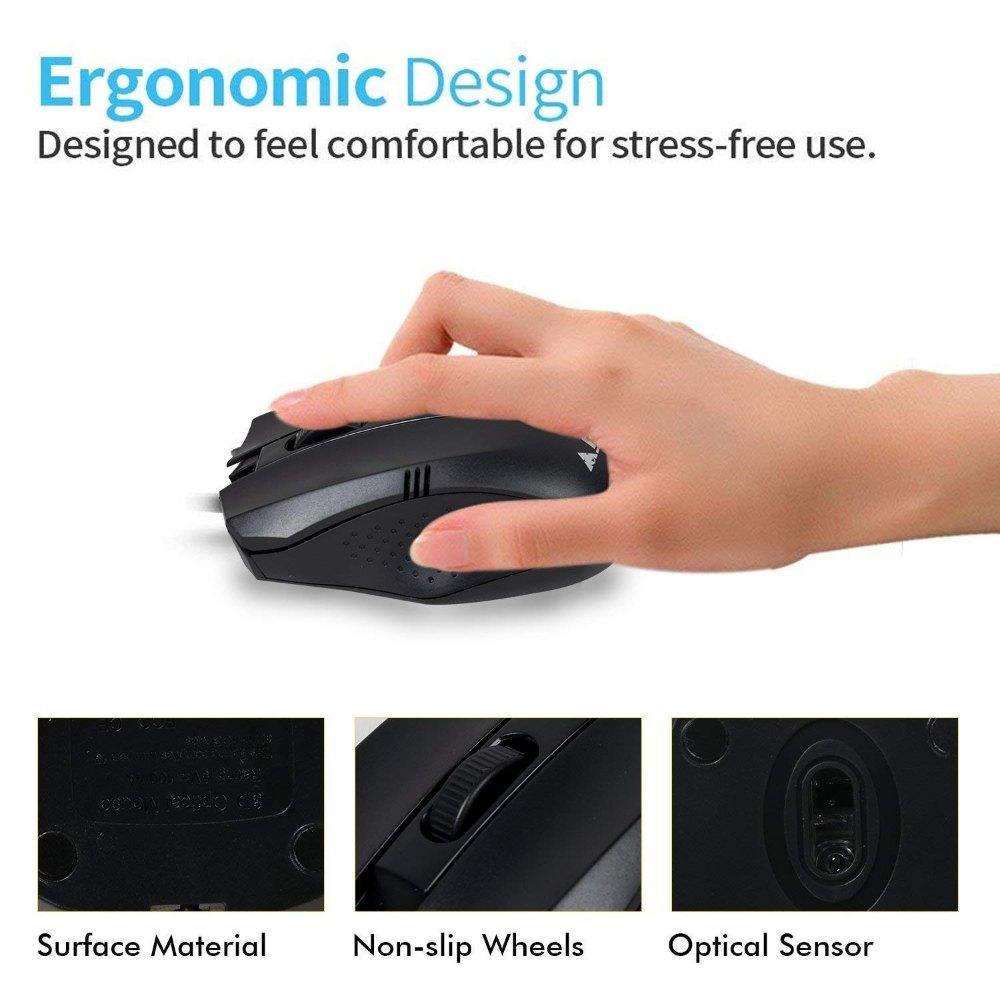 ProDot MU-253S Wired 3D Optical Mouse ,High-Precision, Ergonomic Design, Plug & Play USB Connectivity