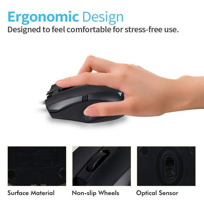 ProDot MU-253S Wired 3D Optical Mouse ,High-Precision, Ergonomic Design, Plug & Play USB Connectivity