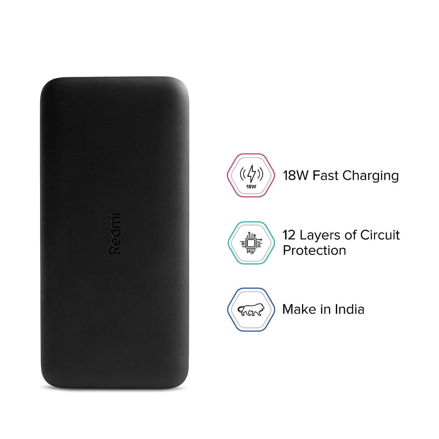 REDMI 20000 mAh Power Bank (18 W, Fast Charging) (Black, Lithium Polymer)