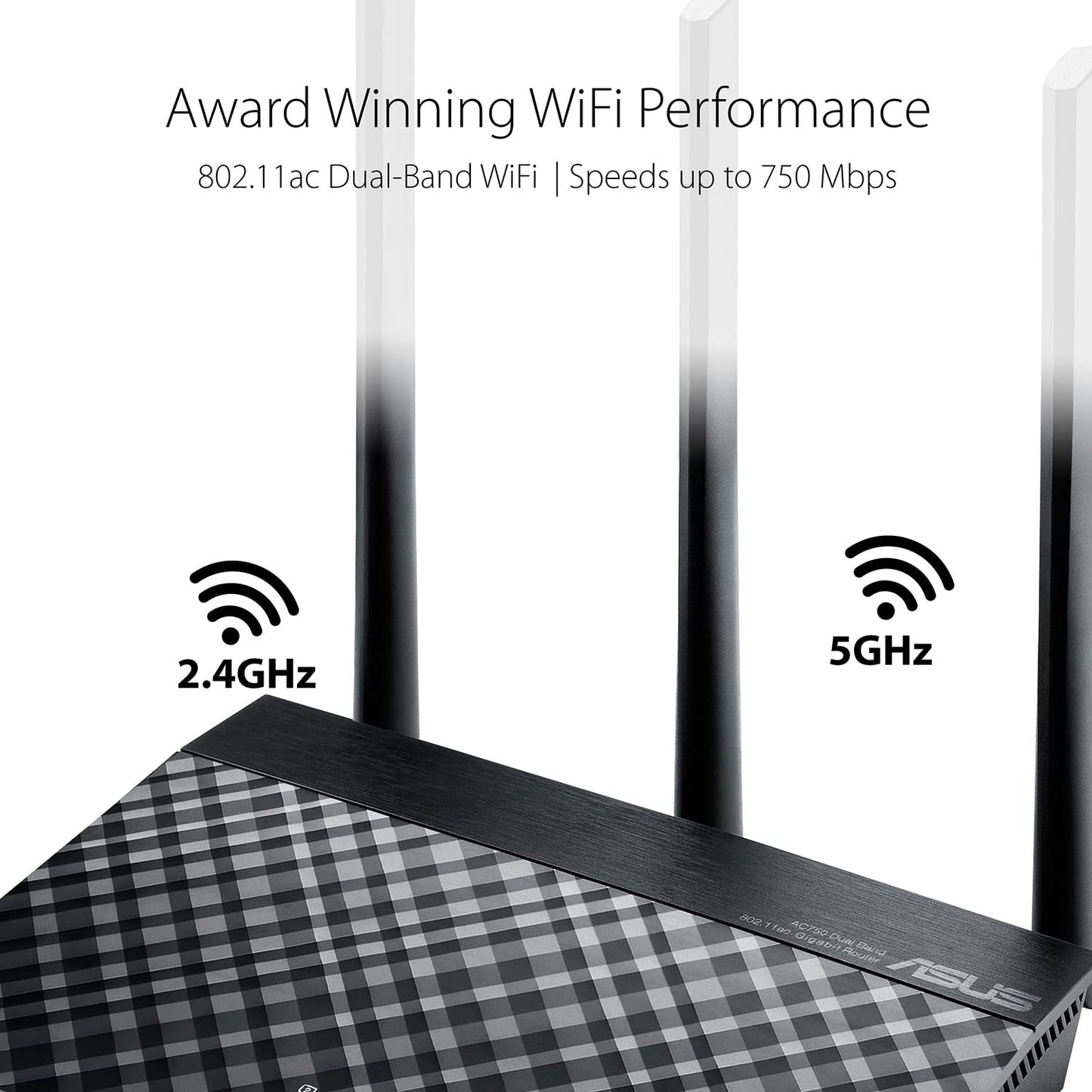 ASUS RT-AC53 AC750 Dual Band WiFi Router with high Power Design (Black)
