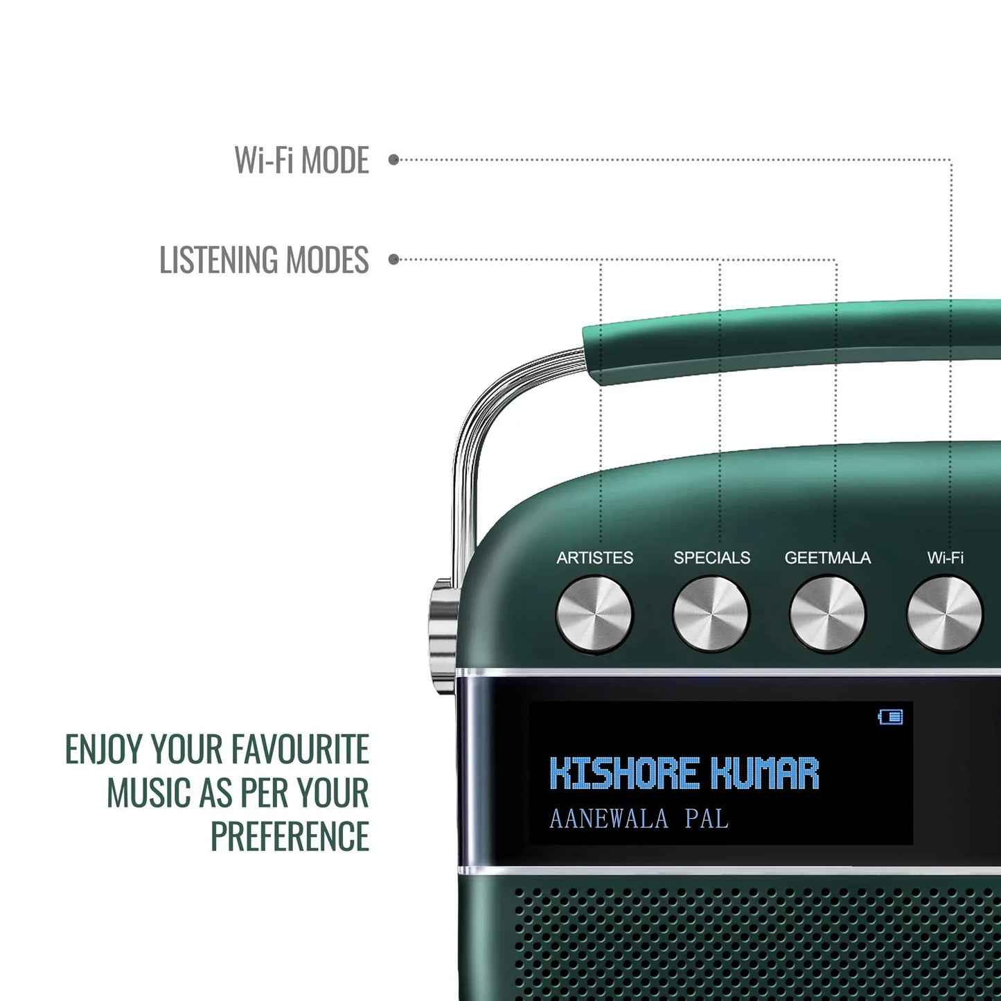 Saregama Carvaan 2.0 Portable Music Player with 5000 Songs, WiFi (Emerlad Green)-Renewed