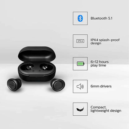 Philips Audio Tws Tat1215 Bluetooth Truly Wireless Earbuds (Black)