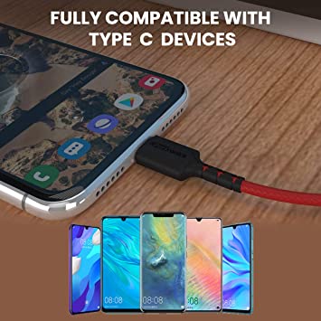 Portronics Konnect Dash Type-C Charging Cable Fast Charging 5.0A with Data Transfer, 1 meter with Leather Finish