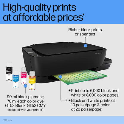 HP Ink Tank 415 All-in-one WiFi Colour Printer with Upto 6000 Black and 8000 Colour Pages Included in The Box. - Print, Scan & Copy for Office/Home (Black)