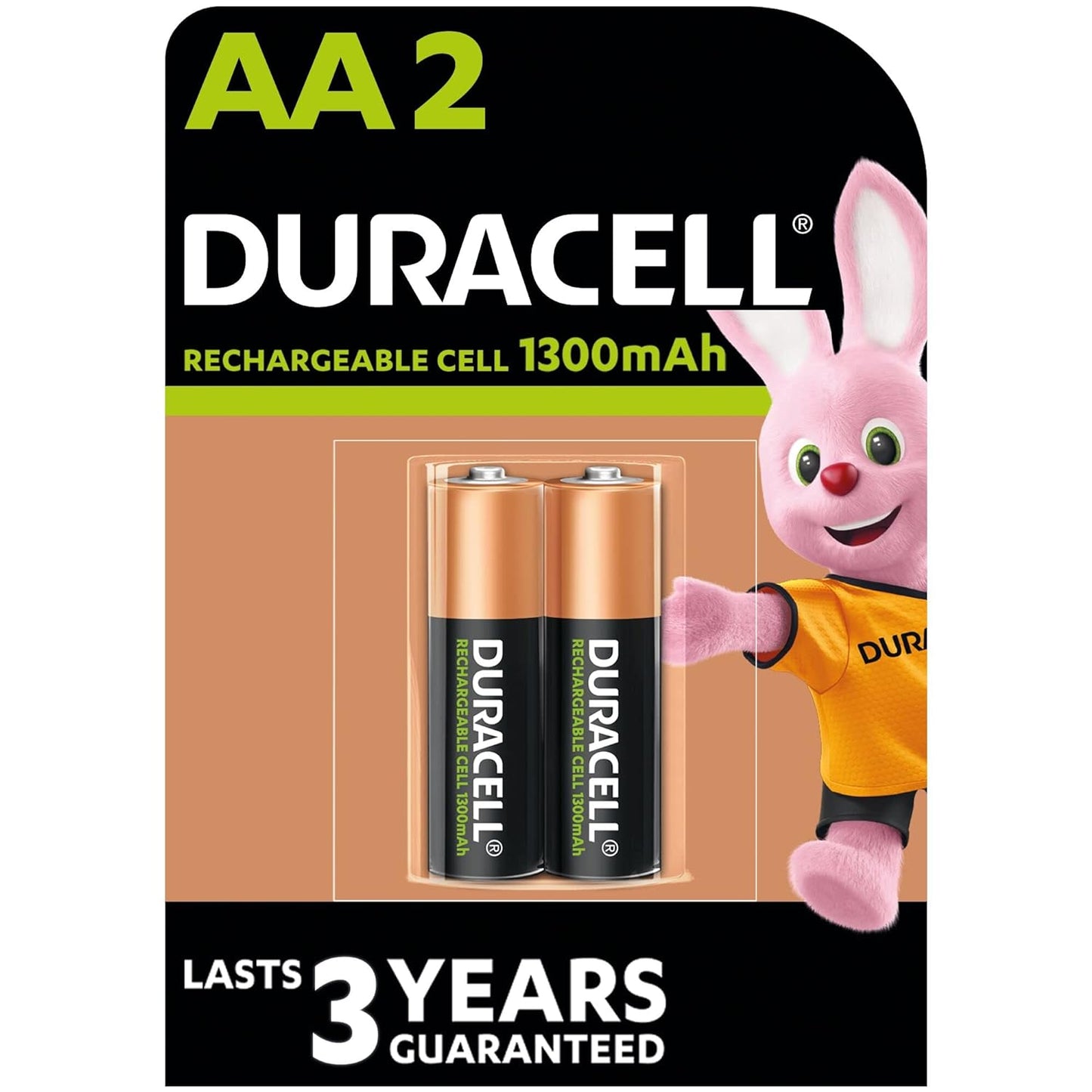 Duracell Rechargeable AA 1300mAh Batteries, 2Pcs