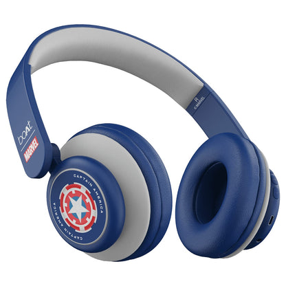 boAt Rockerz 450 Captain America Edition On-Ear Headphones with 15 Hours Battery,Padded Ear Cushions, Easy Access Controls and Voice Assistant ( Soldiers Blue )