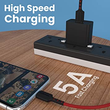 Portronics Konnect Dash Type-C Charging Cable Fast Charging 5.0A with Data Transfer, 1 meter with Leather Finish