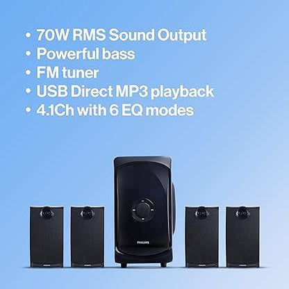 Philips TAV7477 4.1 Channel 75W Bluetooth Speaker, Black
