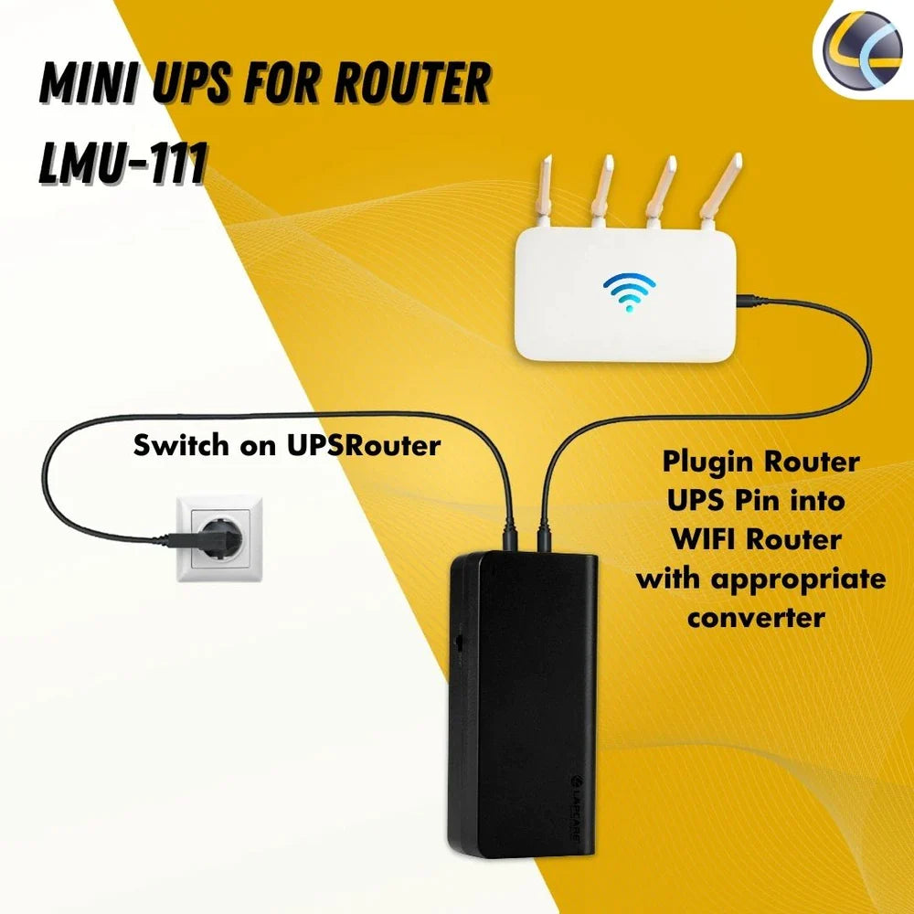 LAPCARE Mini UPS for 12V WiFi Router Broadband Modem | Backup Upto 4 Hours | Current Surge & Deep Discharge Protection