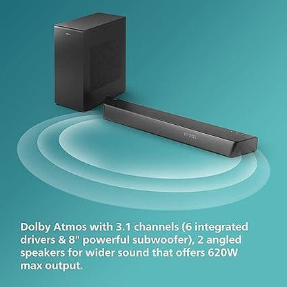 Philips TAB7807 3.1CH Dolby Atmos Soundbar, 620W, Black