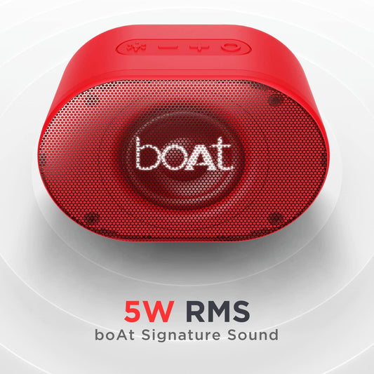 boAt Stone 250 Portable Wireless Speaker with 5W RMS Immersive Audio, RGB LEDs, Up to 8HRS Playtime, IPX7 Water Resistance, Multi-Compatibility Modes(Red)