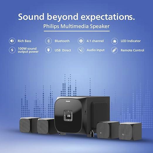 Philips SPA8170B 4.1CH Bluetooth Speaker, 100W, Black