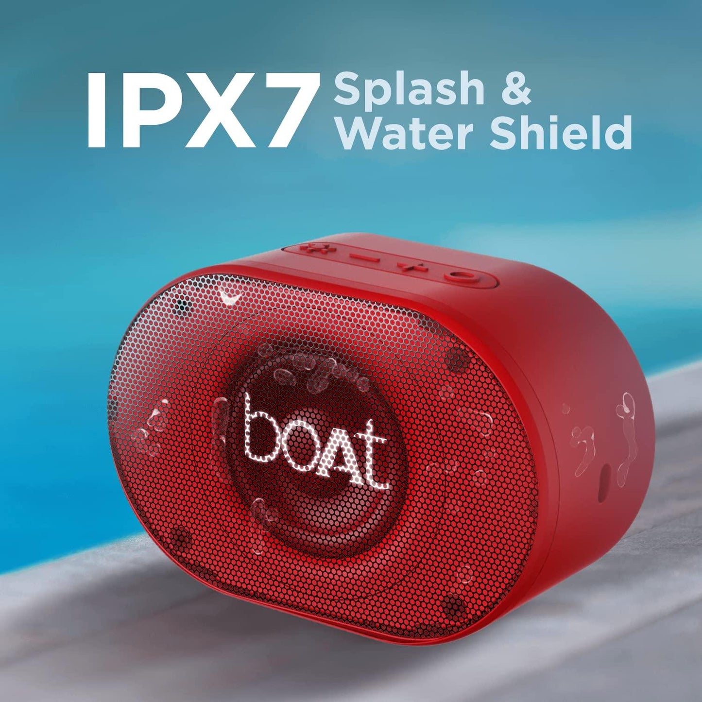 boAt Stone 250 Portable Wireless Speaker with 5W RMS Immersive Audio, RGB LEDs, Up to 8HRS Playtime, IPX7 Water Resistance, Multi-Compatibility Modes(Red)