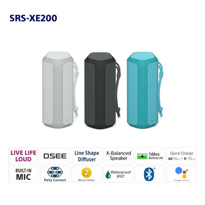 Sony SRS-XE200 X-Series Wireless Speaker Waterproof, Dustproof, Shockproof