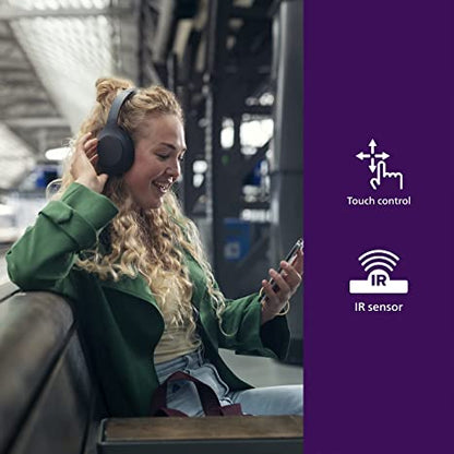 PHILIPS Wireless Headphones TAH8506BK, Sleek Design with Noise Cancelling Pro