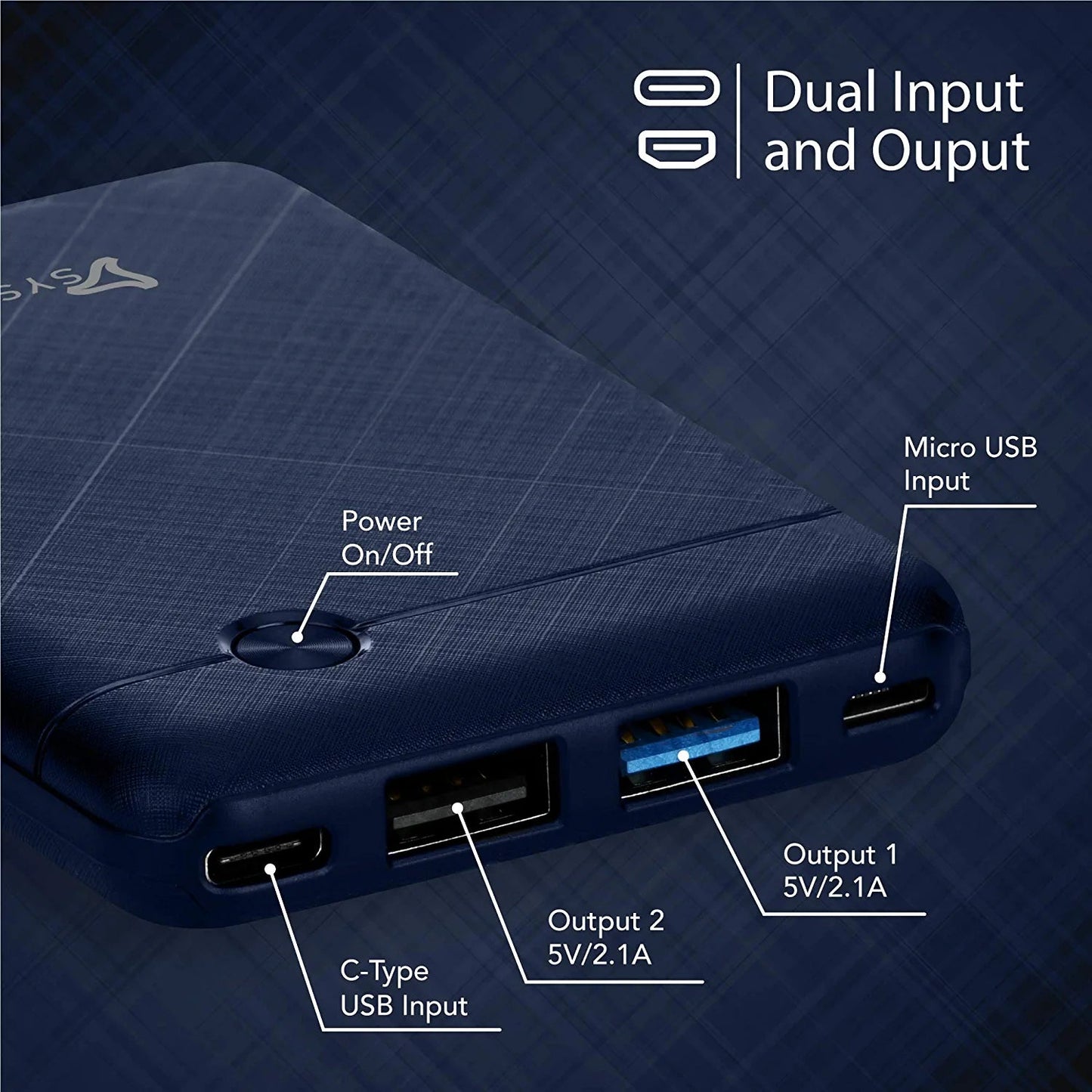 Syska P055OX 5000 mAh Lithium Polymer Power Bank with Dual Output & Dual Input (Blue)