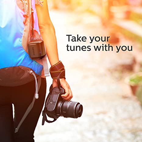 Philips TAS1505 Portable Wireless Bluetooth Speaker IPX7 Water Proof 8H Playtime (Black)