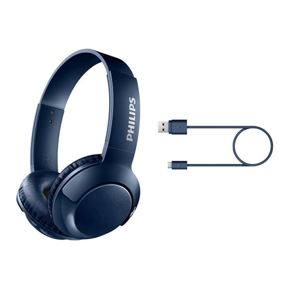 Philips SHB3075BL/00 Wireless On-Ear Headphones with Mic (Blue)