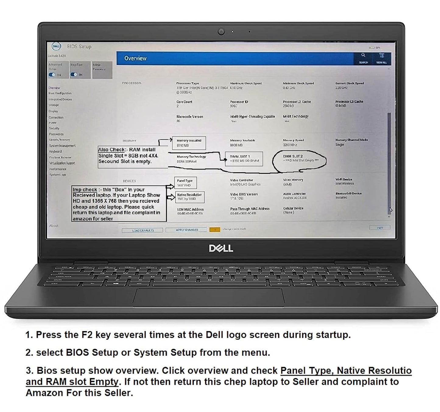 Dell Latitude 3440 i3 11th Gen 8GB RAM 512GB SSD 35.5cm (14 inch ) Display (Black)