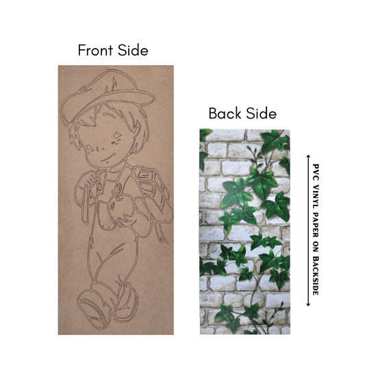 Pre Marked MDF Wooden Wall Hanging For DIY Painting Cutout 4mm Thickness (45.7 X 20.3)cm (18 X 8 Inches) Kid With PVC Vinyl Paper Pasted on Back Side