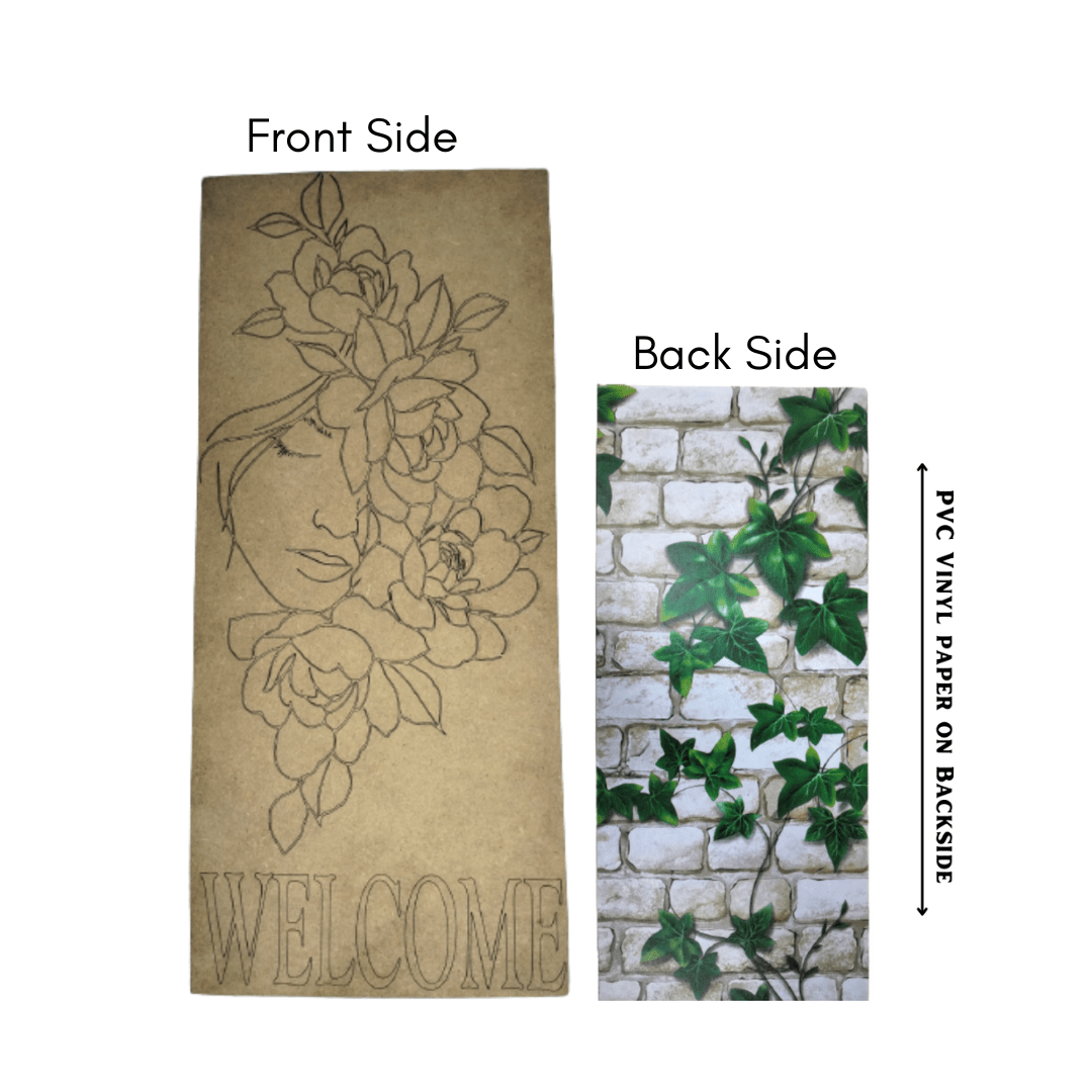 Pre Marked MDF Wooden Wall Hanging For DIY, Cutout 4mm Thickness (18 X 8" In) Welcome Wall Art Painting With PVC Vinyl Paper Pasted on Back Side