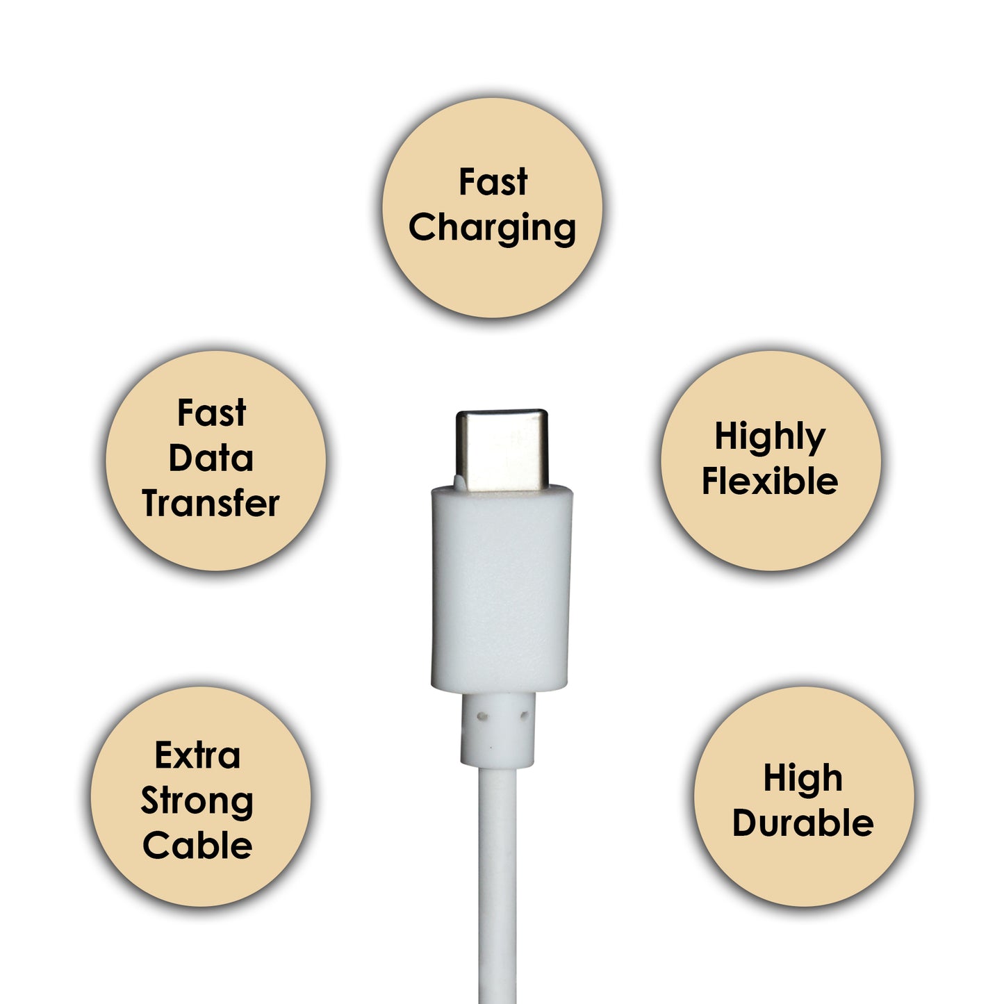 Champion USB to Type-C Data Cable 2.4A Fast Charge – White