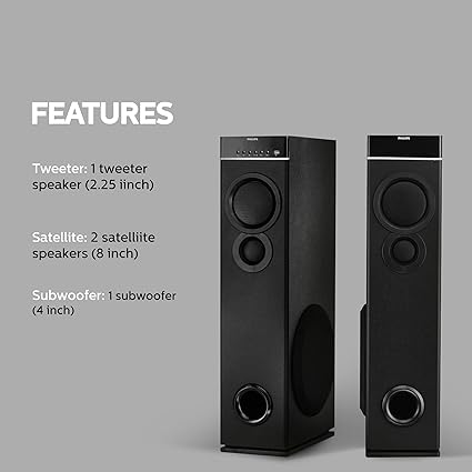 Philips Audio SPA9080B Bluetooth Multimedia Tower Speakers (Black)