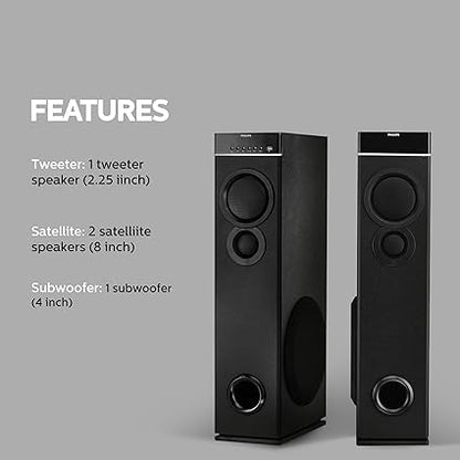 Philips Audio SPA9080B Bluetooth Multimedia Tower Speakers (Black)
