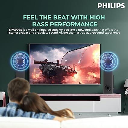 Philips Audio SPA9085 2.0CH 100W Tower Speakers with Wireless Microphone, USB, AUX, FM, & Karaoke