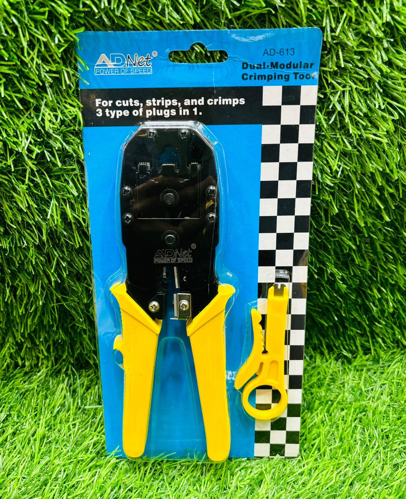 Dual Modular 3-IN-1 Crimping Tool AD-613 Manual Crimper for RJ45, RJ11, and RJ12 Connectors