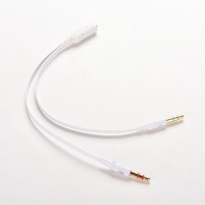 Audio Spliter Cable 3.5 mm for Computer 2 Male to 1 Female 3.5mm Headphone Mic Audio (White)