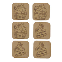 Pre Marked MDF Wooden Coaster For DIY Painting 3mm Thickness (10.16 X 10.16)cm 4X4 Inch (Pack of 6) Candy Cake