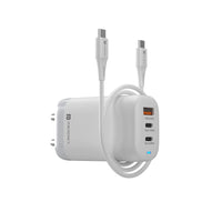 Portronics Adapto 65X Adapter/Charger 65W for Laptop/Mobile with Triple Output