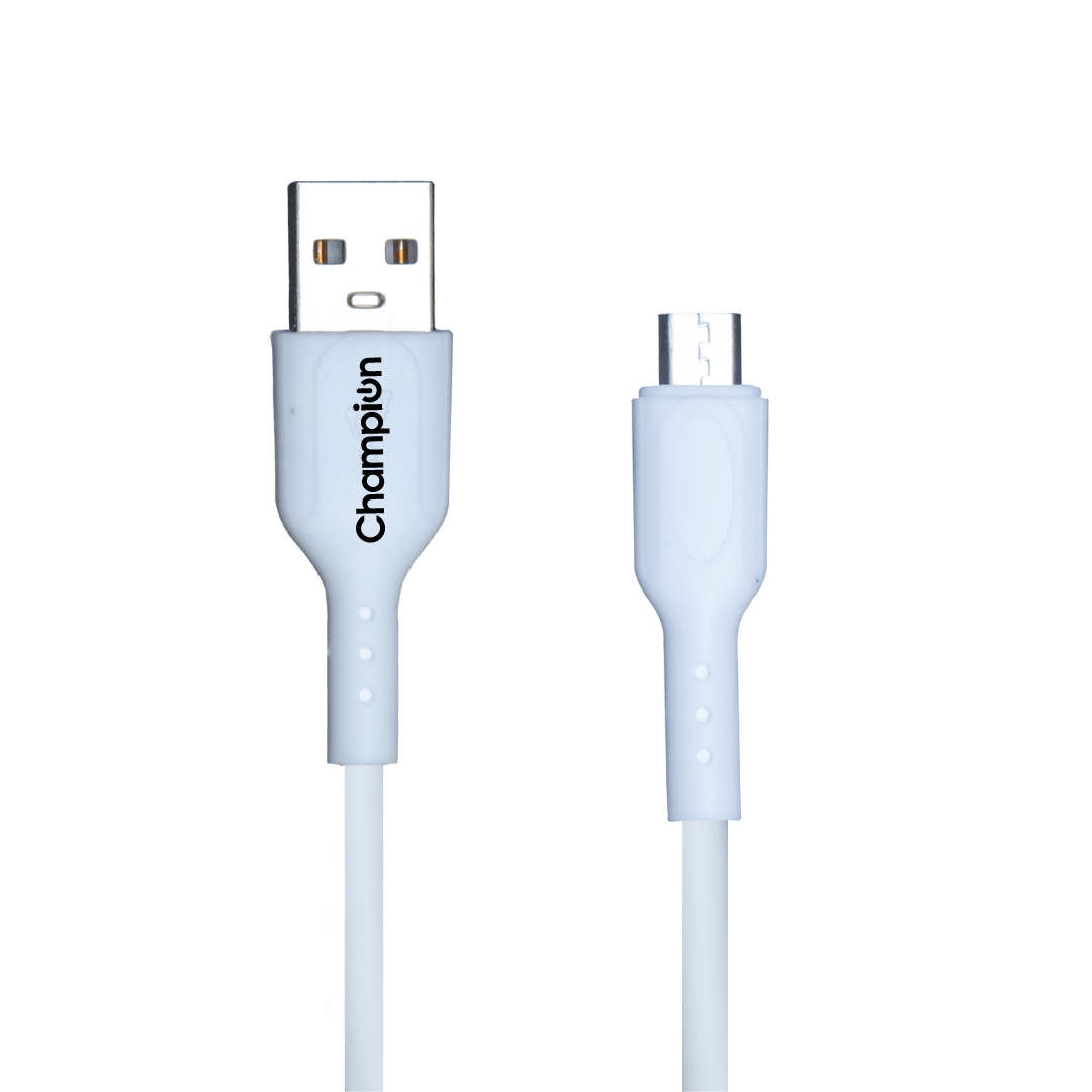 Champion USB to Micro 2.4Amp Data Sync & Charging Cable PVC 1M for all Android & Micro USB Devices (White)