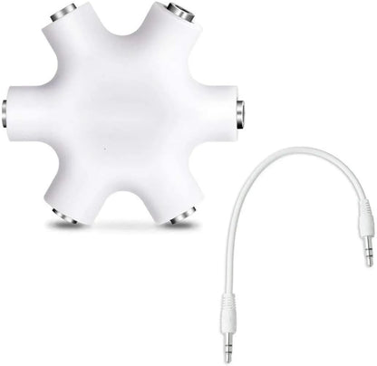 Audio Splitter 1X5 Hexagon Earphone Adaptor with 3.5mm cable Compatible with iOS & Android