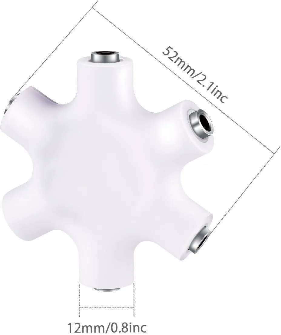 Audio Splitter 1X5 Hexagon Earphone Adaptor with 3.5mm cable Compatible with iOS & Android
